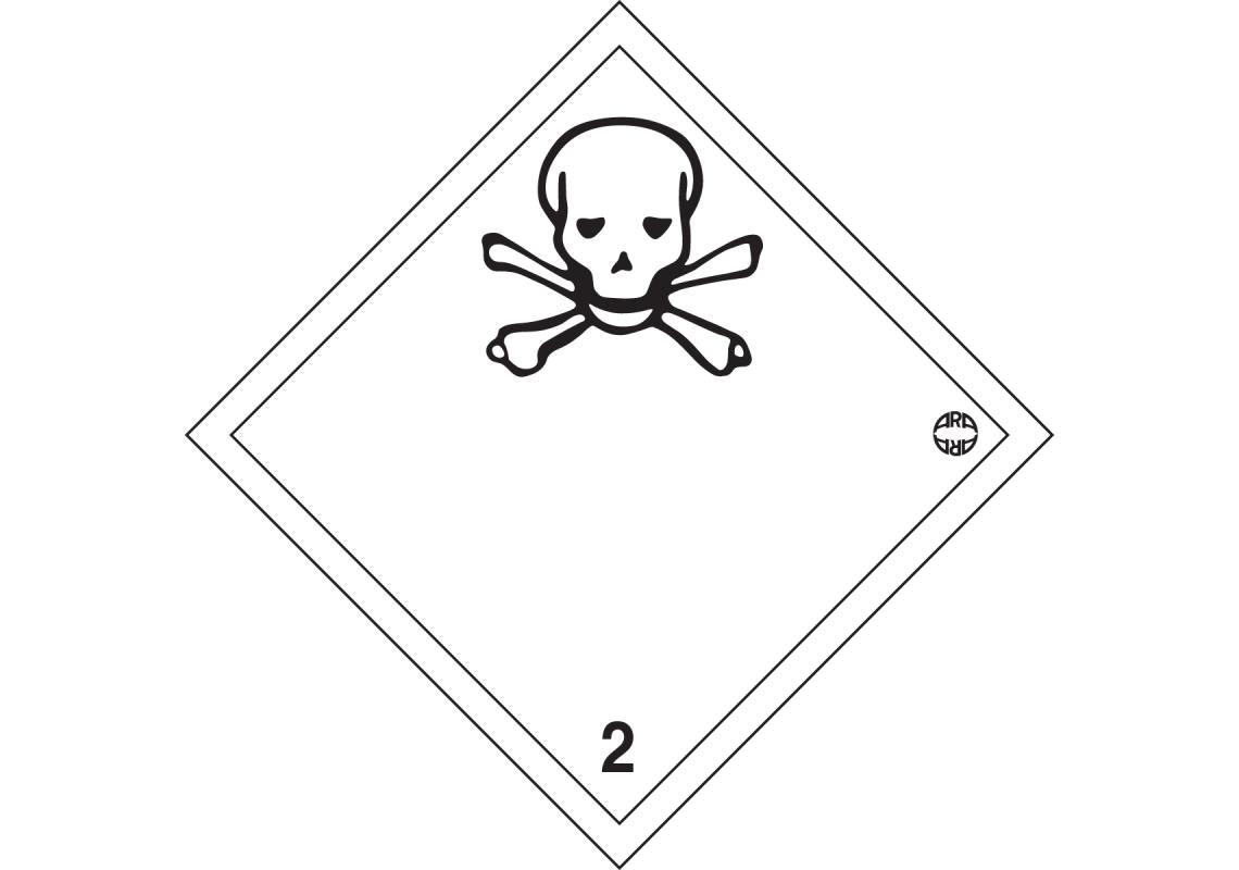 Aluminium plate with hazard symbol No. 2.3 ‘Toxic gases’
